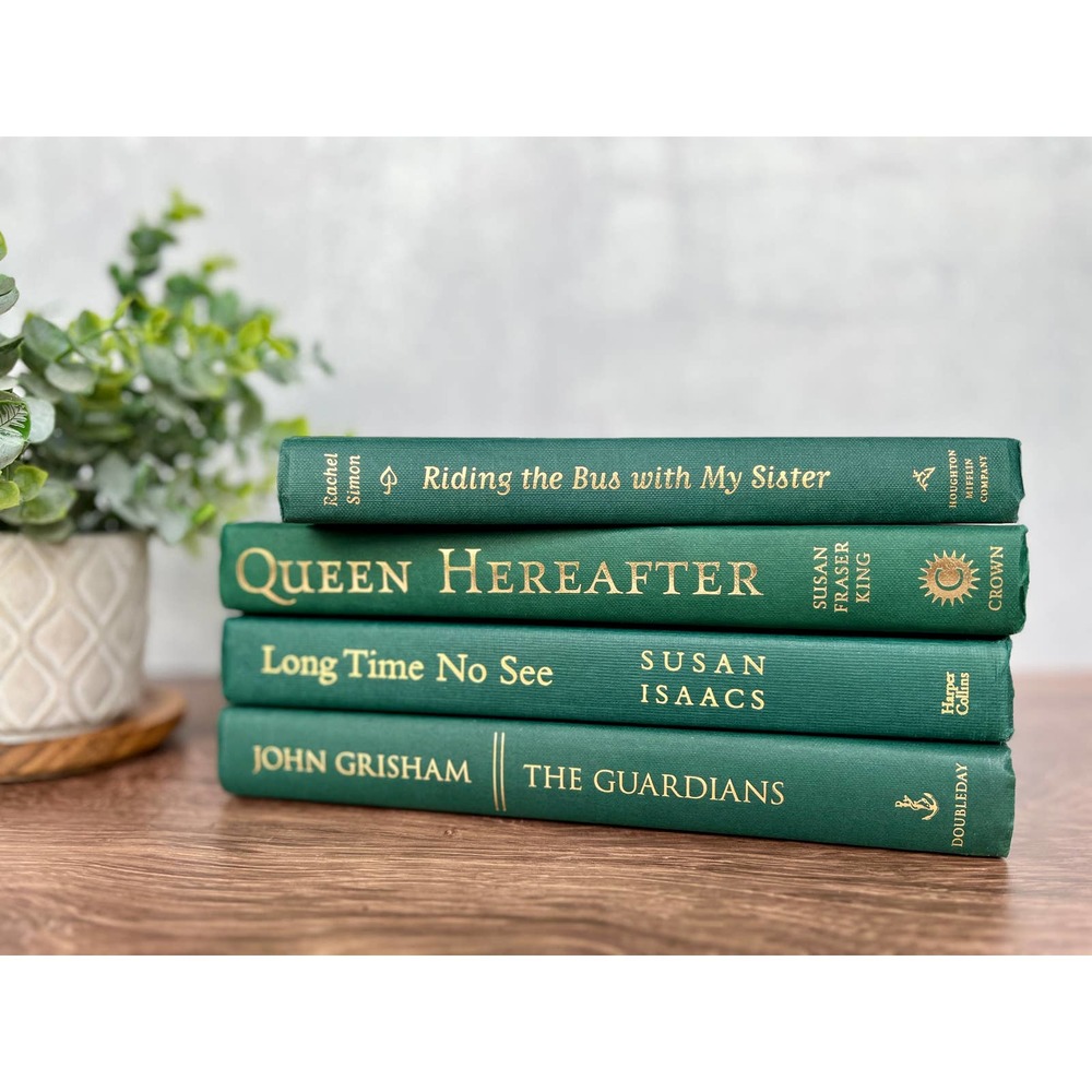 Dark Green Decorative Real Book Set for Home Decor, Styling, Staging